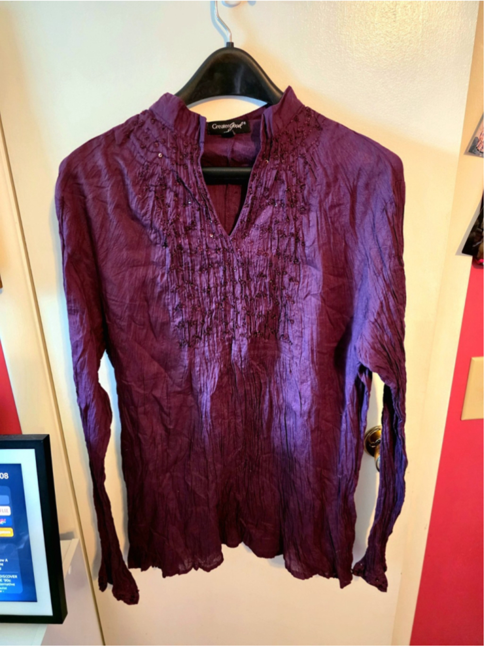 Y2k Whimsigoth Greater Good Women's Purple Sequin Long Sleeve Top Size XL